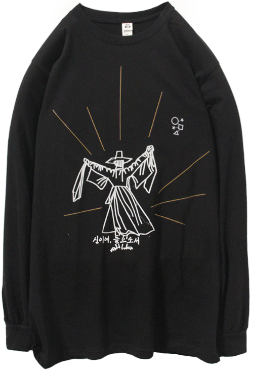 K POP CULTURE TRADITIONAL "GOD LISTEN TO ME" L/S TEE BLACK