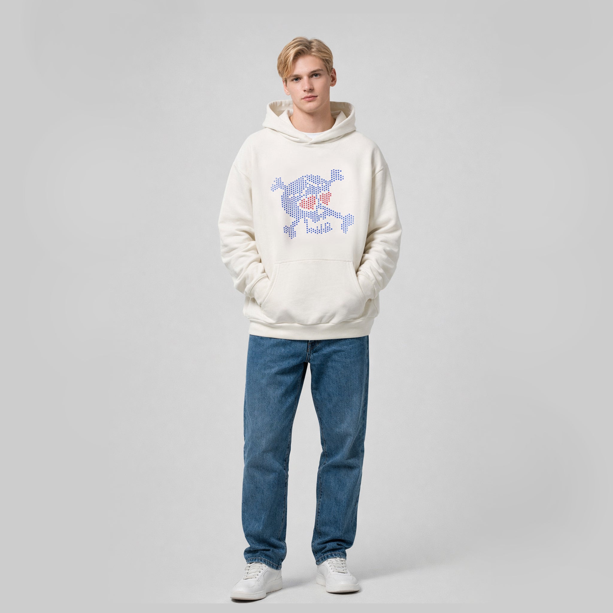 PIXEL HEART SKULL HOODIE