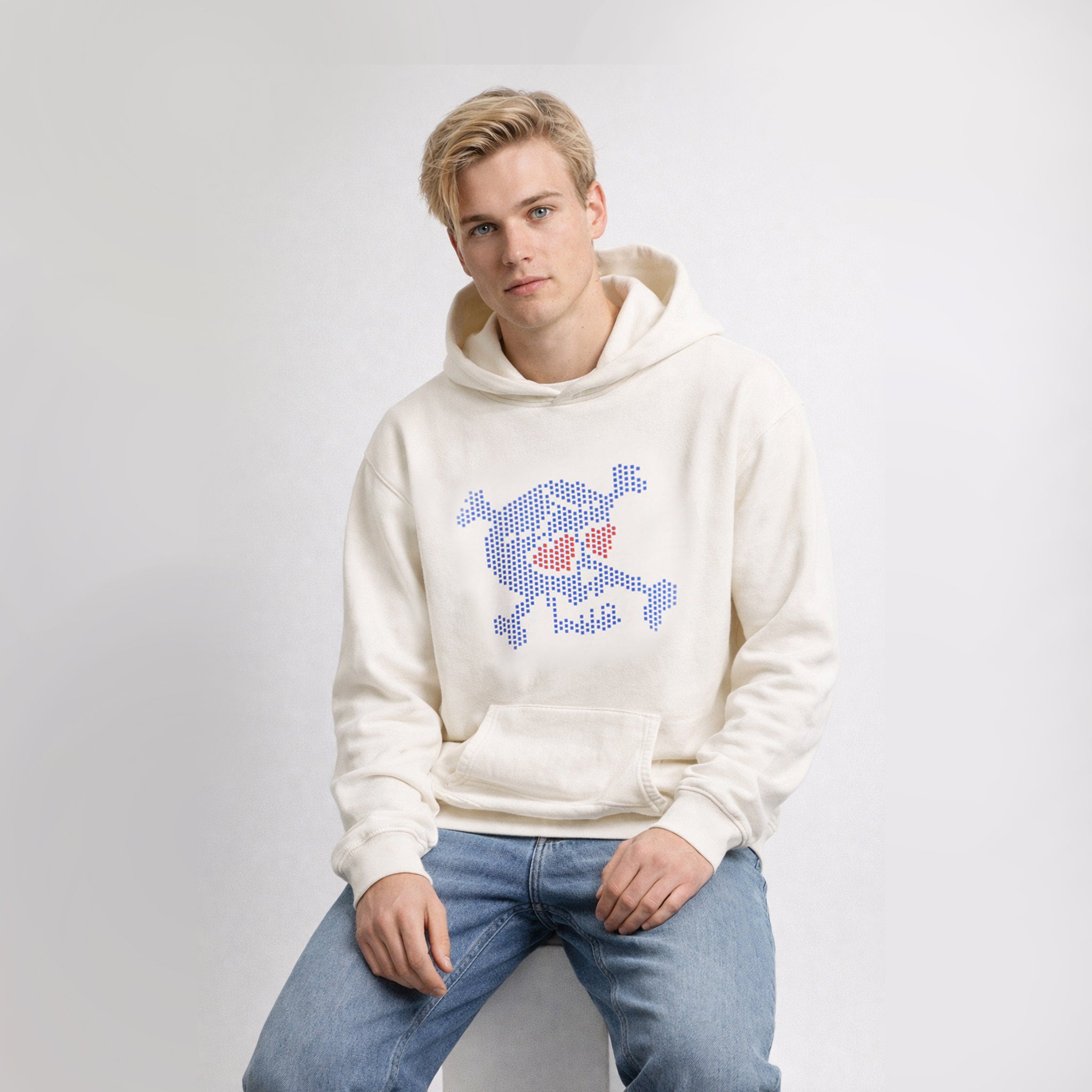 PIXEL HEART SKULL HOODIE