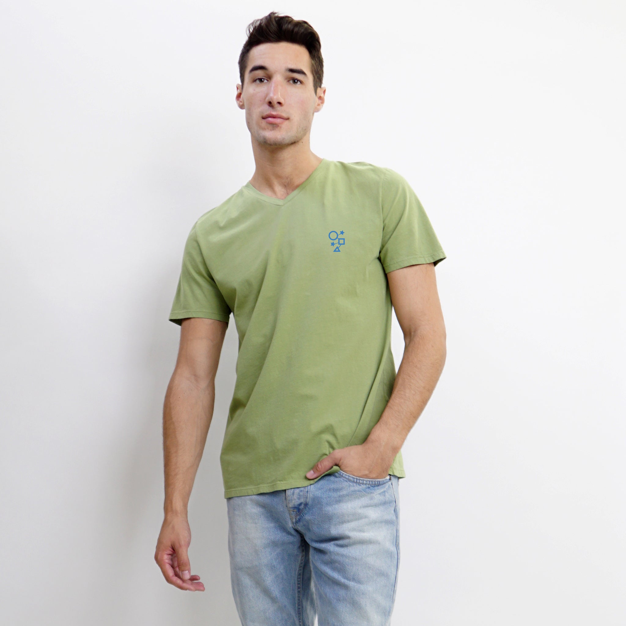 COTTON BASIC V NECK TEE