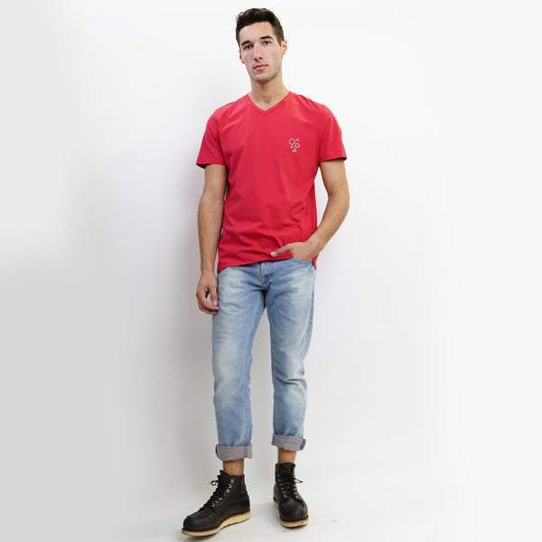 COTTON BASIC V NECK TEE