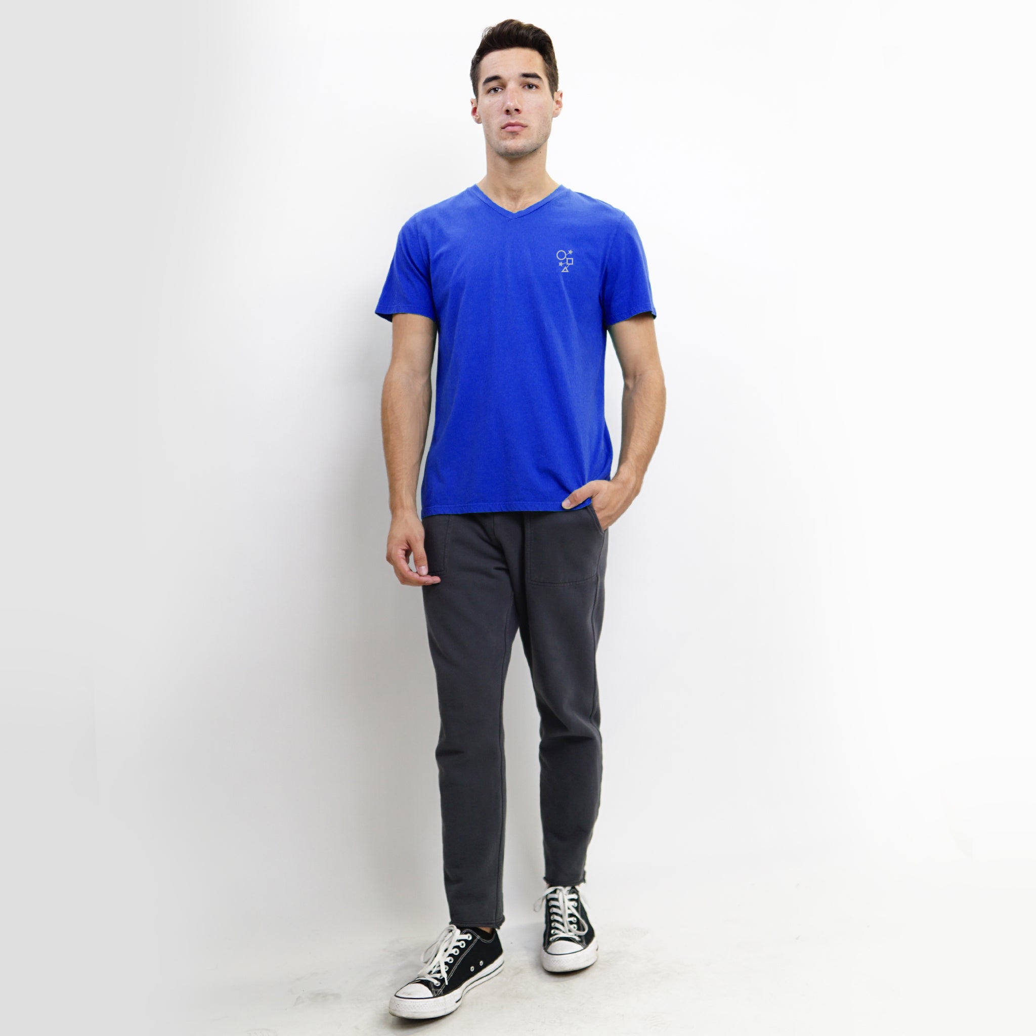 COTTON BASIC V NECK TEE